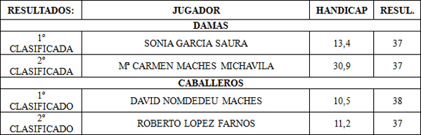 Cuadro de ganadores Trofeo Domotenic